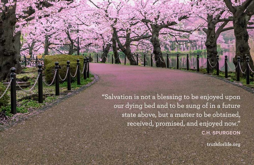 Salvation is not a blessing to be enjoyed upon our dying bed and to be sung of in a future state above, but a matter to be obtained, received, promised, and enjoyed now. - C.H. Spurgeon