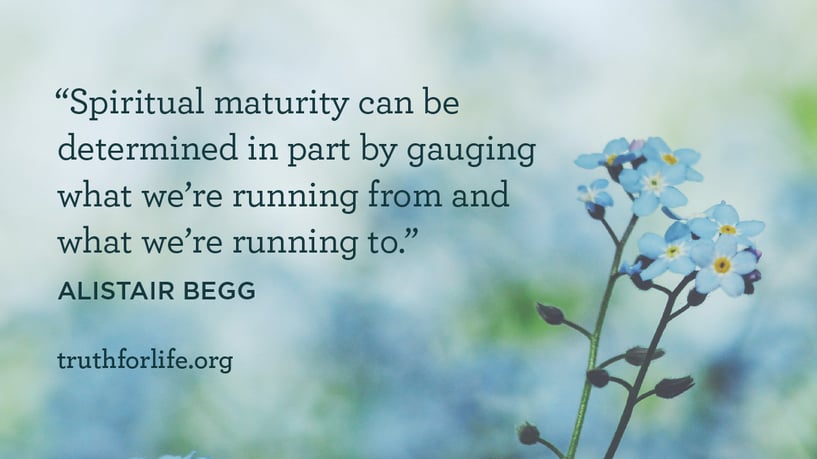 Spiritual maturity can be determined in part by gauging what we’re running from and what we’re running to. - Alistair Begg