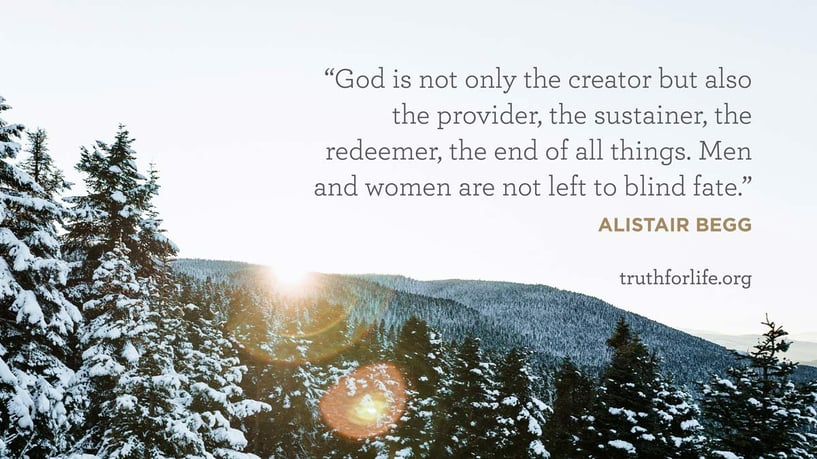 God is not only the creator but also the provider, the sustainer, the redeemer, the end of all things. Men and women are not left to blind fate. - Alistair Begg