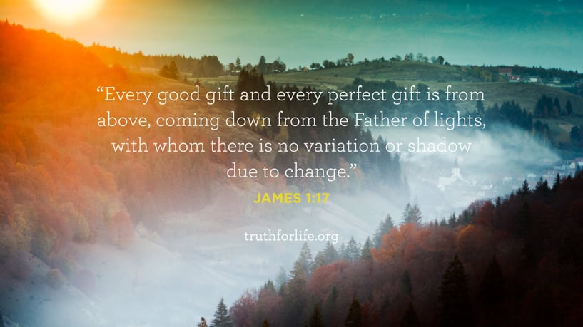 Every good gift and every perfect gift is from above, coming down from the Father of lights, with whom there is no variation or shadow due to change. - James 1:17