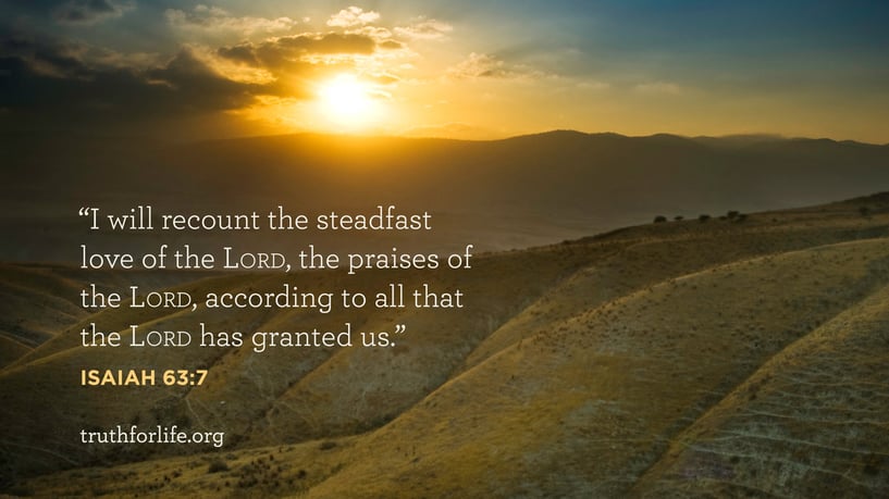 I will recount the steadfast love of the LORD, the praises of the LORD, according to all that the LORD has granted us. - Isaiah 63:7