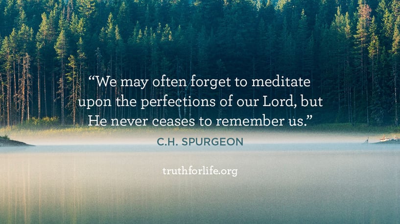 We may often forget to meditate upon the perfections of our Lord, but He never ceases to remember us. - C.H. Spurgeon