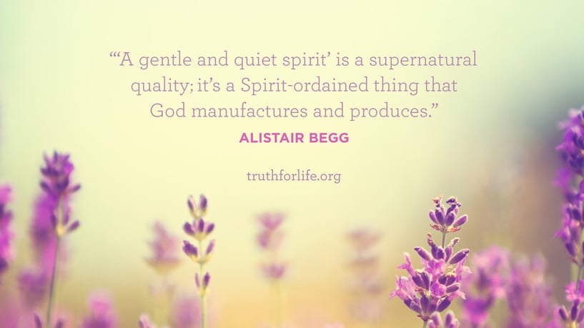 ‘A gentle and quiet spirit’ is a supernatural quality, it's a Spirit-ordained thing that God manufactures and produces. - Alistair Begg ‘A gentle and quiet spirit’ is a supernatural quality, it’s a Spirit-ordained thing that God manufactures and produces. - Alistair Begg